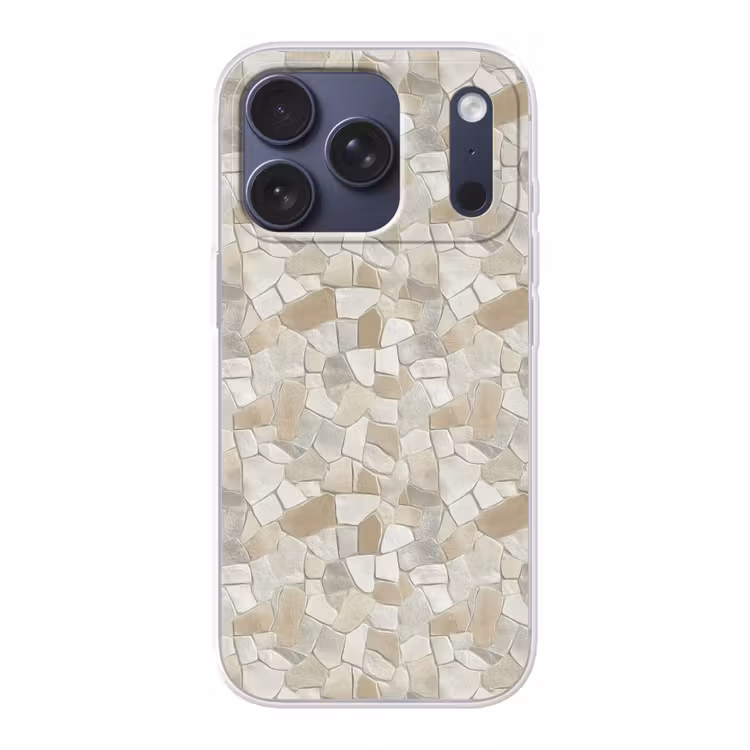 Mozaïek - Stenen - Beige Telefoonhoesje iPhone 17 Pro klein 878 -3d