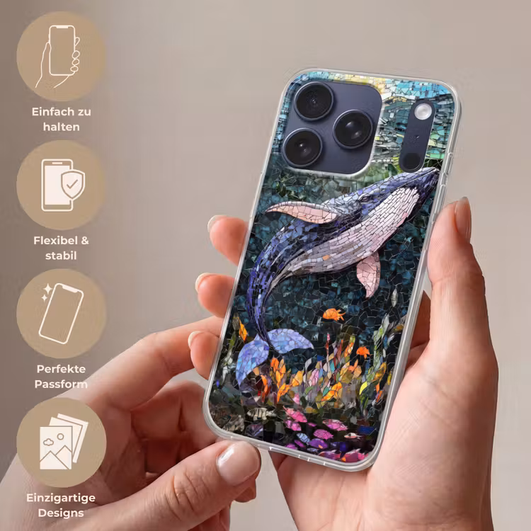 Mozaïek - Walvis - Koraal - Water Telefoonhoesje iPhone 17 Pro klein -sfeer3_DE