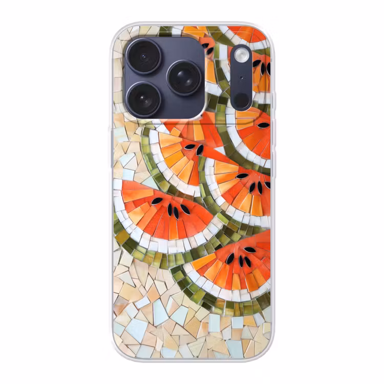 Mozaïek - Watermeloen - Rood - Pitten Telefoonhoesje iPhone 17 Pro klein -3d
