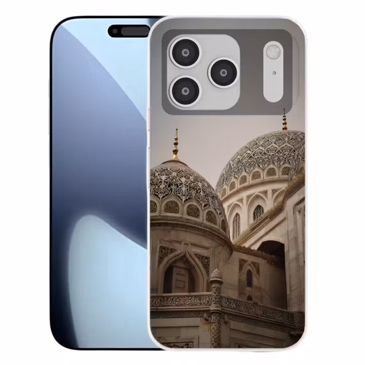 Mozaïekkoepels - Gouden spitsen - Islamitisch Telefoonhoesje iPhone 17 Pro klein -3d