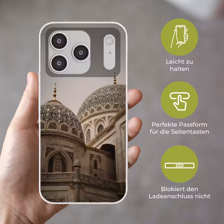 Mozaïekkoepels - Gouden spitsen - Islamitisch Telefoonhoesje iPhone 17 Pro klein -sfeer3_DE