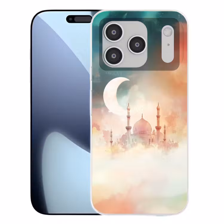 Moskee - Kleurrijke wolken - Arabisch - Ramadan - Islamitische Telefoonhoesje iPhone 17 Pro klein -3d