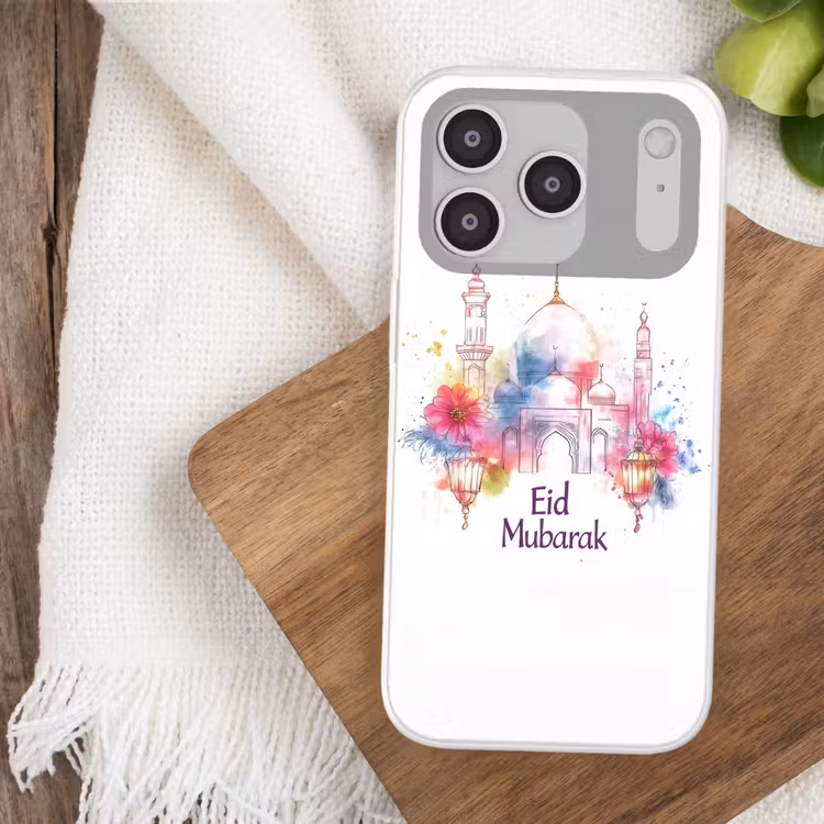 Moskee - Eid Mubarak - Suikerfeest - Kleurrijk - Ramadan - Islamitische Telefoonhoesje iPhone 17 Pro klein -sfeer1