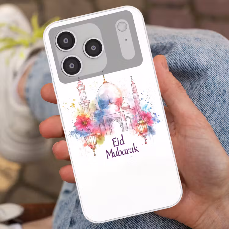 Moskee - Eid Mubarak - Suikerfeest - Kleurrijk - Ramadan - Islamitische Telefoonhoesje iPhone 17 Pro klein -sfeer2