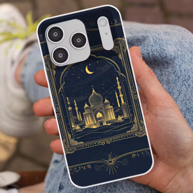 Moskee - Islam - Goud - Ramadan - Islamitische Telefoonhoesje iPhone 17 Pro klein -sfeer2