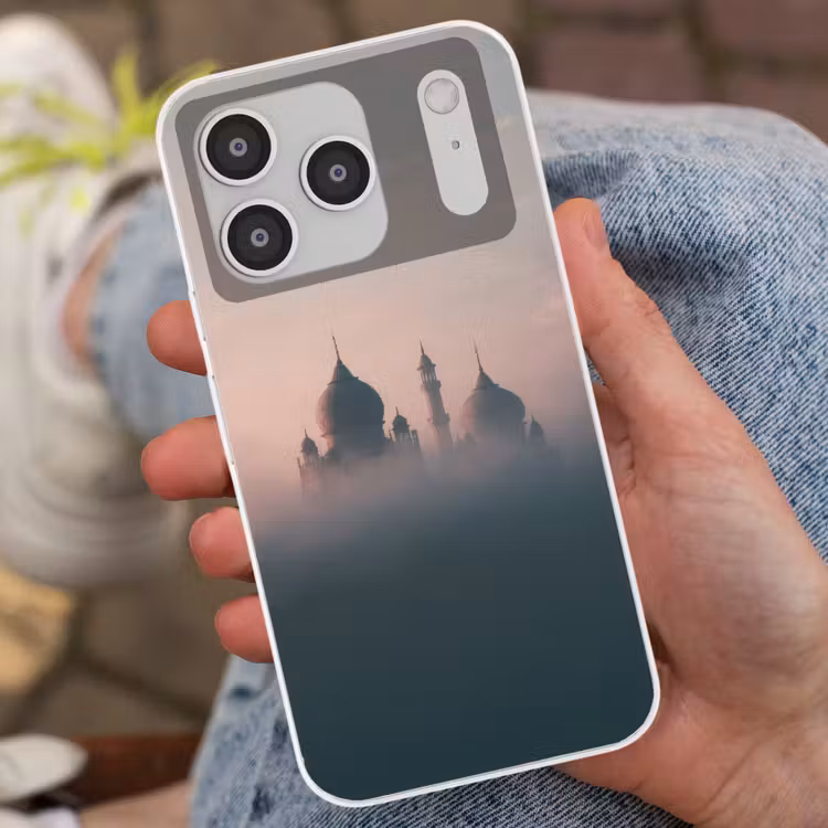 Moskee - Minaretten - mist - Islamitisch Telefoonhoesje iPhone 17 Pro klein -sfeer2