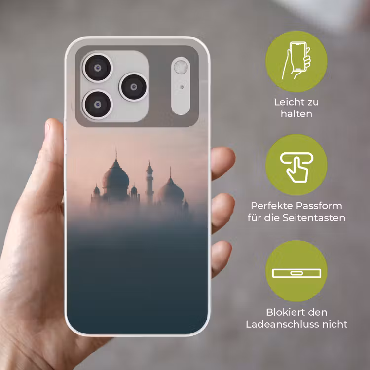 Moskee - Minaretten - mist - Islamitisch Telefoonhoesje iPhone 17 Pro klein -sfeer3_DE