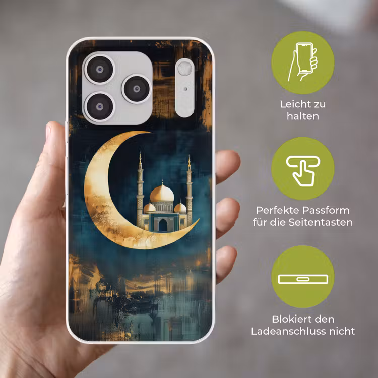 Moskee - Halve maan - Goud - Ramadan - Islamitische Telefoonhoesje iPhone 17 Pro klein -sfeer3_DE