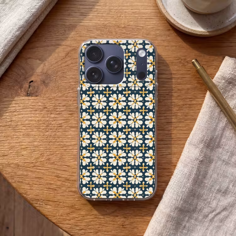 Motief - Tegel - Okergeel Telefoonhoesje iPhone 17 Pro klein 878 -sfeer1
