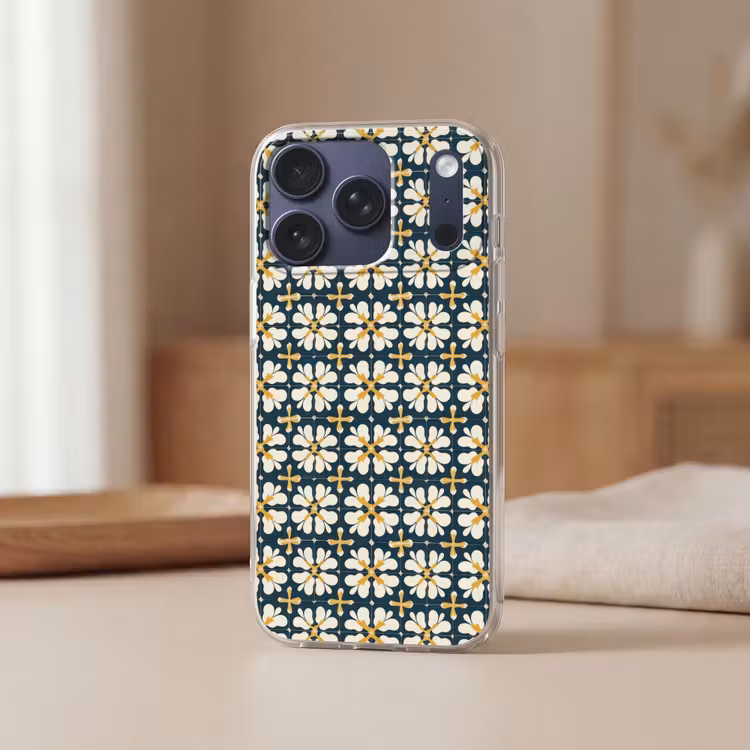 Motief - Tegel - Okergeel Telefoonhoesje iPhone 17 Pro klein 878 -sfeer2