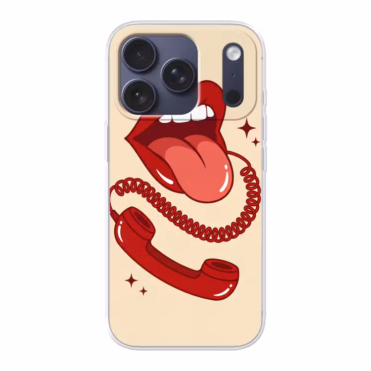 Mond - Telefoon - Popart - Rood - Illustratie Telefoonhoesje iPhone 17 Pro klein -3d