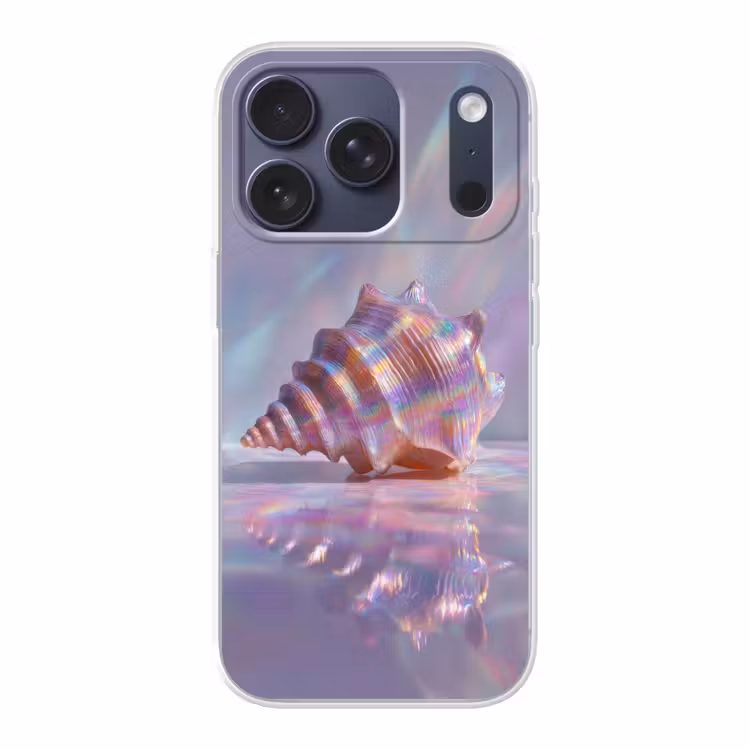 Schelp - Glanzend - Regenboogtinten Telefoonhoesje iPhone 17 Pro klein -3d