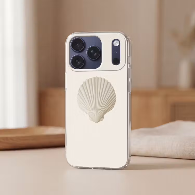 Schelp - Minimalistisch - Wit Telefoonhoesje iPhone 17 Pro klein -sfeer2