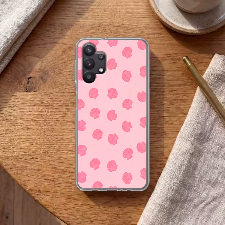 Schelp - Patroon - Zee - Modern - Roze Telefoonhoesje Samsung Galaxy A32 5G klein -sfeer1