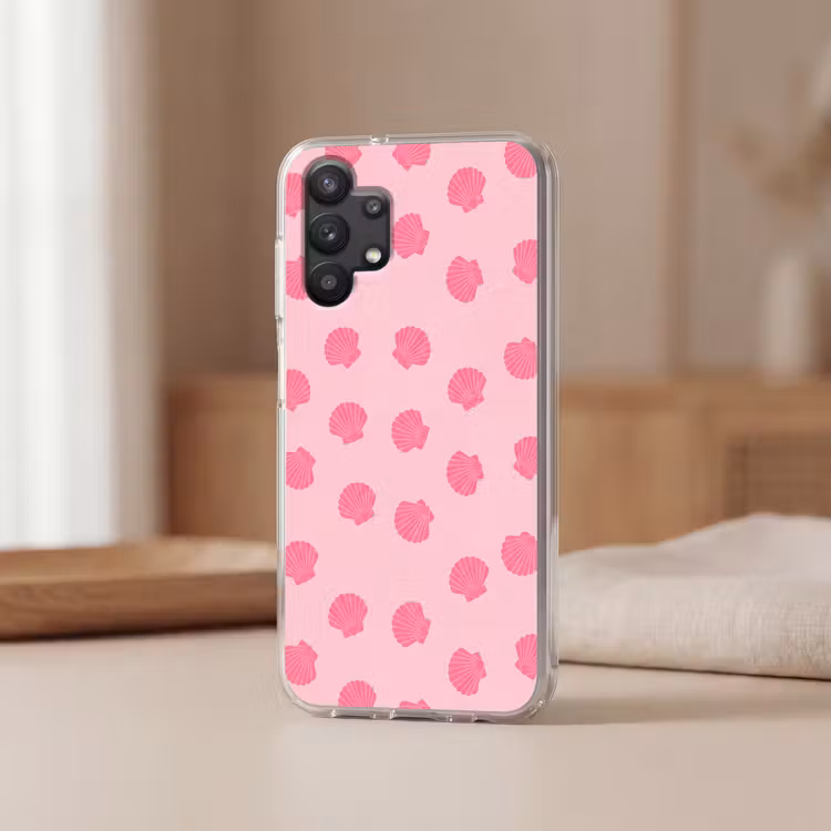 Schelp - Patroon - Zee - Modern - Roze Telefoonhoesje Samsung Galaxy A32 5G klein -sfeer2