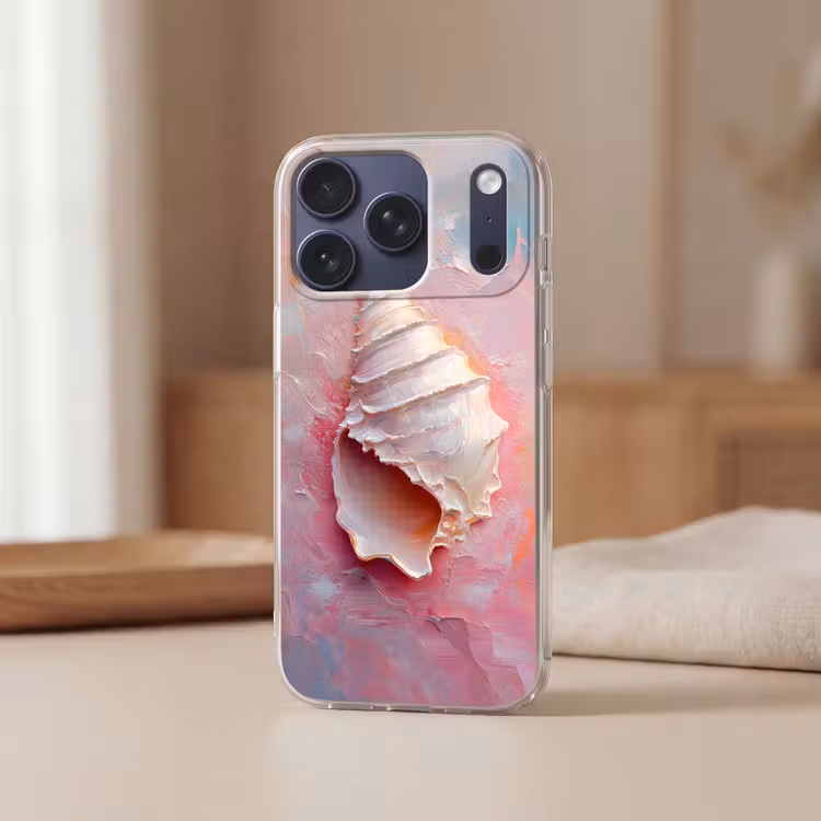 Schelp - Pastel - Pink Telefoonhoesje iPhone 17 Pro klein -sfeer2
