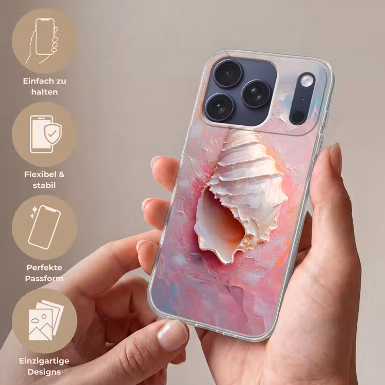Schelp - Pastel - Pink Telefoonhoesje iPhone 17 Pro klein -sfeer3_DE