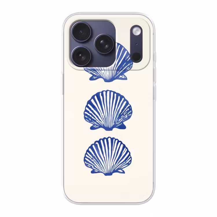 Schelpen - Blauw - Patroon Telefoonhoesje iPhone 17 Pro klein -3d