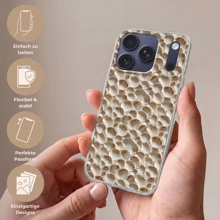 Schelpen - Waaiervorm - Wit Telefoonhoesje iPhone 17 Pro klein 878 -sfeer3_DE