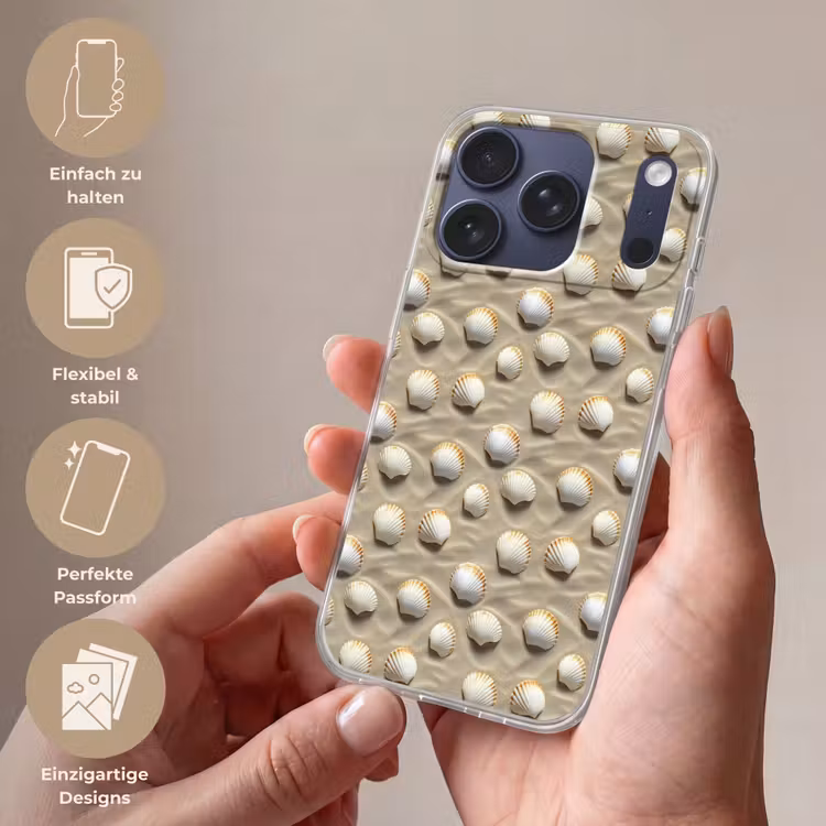 Schelpen - Zand - Maritiem Telefoonhoesje iPhone 17 Pro klein 878 -sfeer3_DE