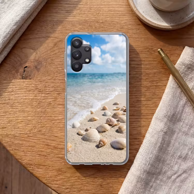 Schelpen - Strand - Natuur - Beige Telefoonhoesje Samsung Galaxy A32 5G klein -sfeer1
