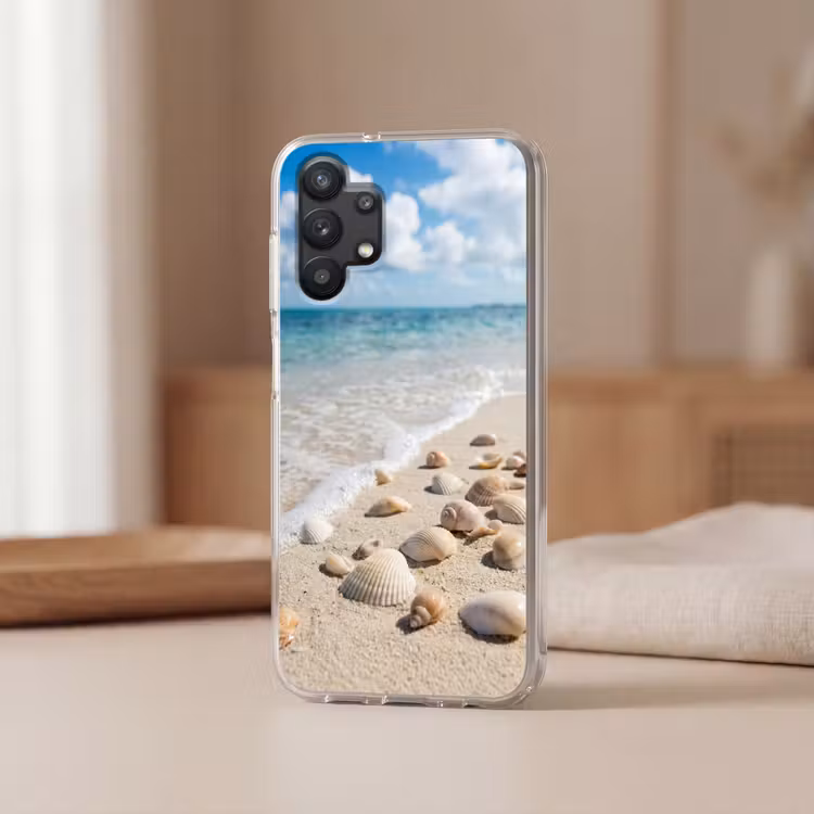 Schelpen - Strand - Natuur - Beige Telefoonhoesje Samsung Galaxy A32 5G klein -sfeer2