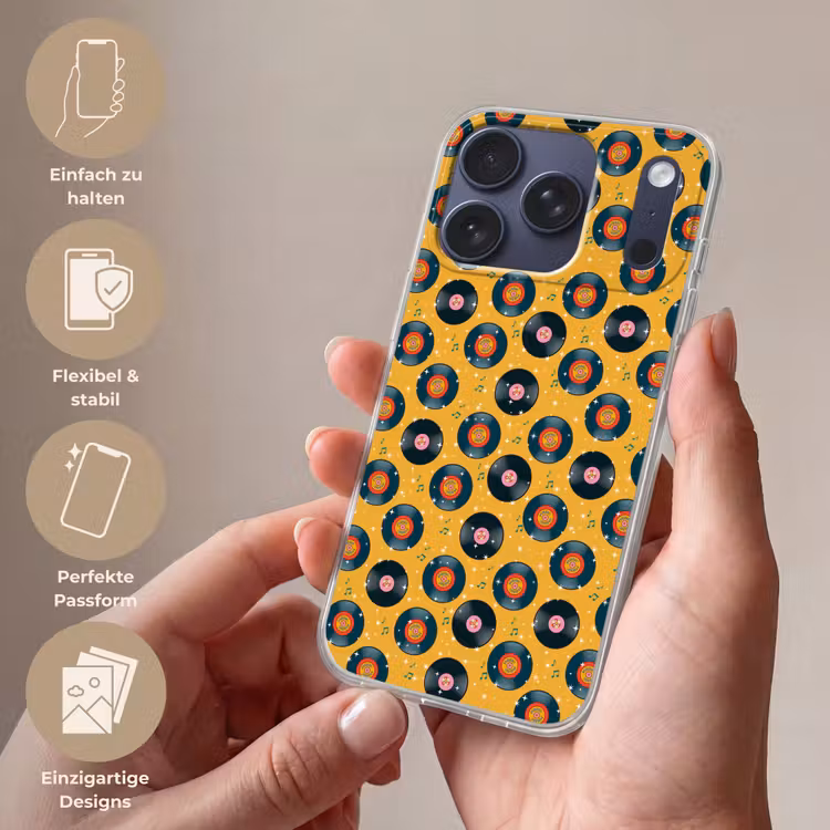 Muziek - Patroon - Geel Telefoonhoesje iPhone 17 Pro klein 878 -sfeer3_DE