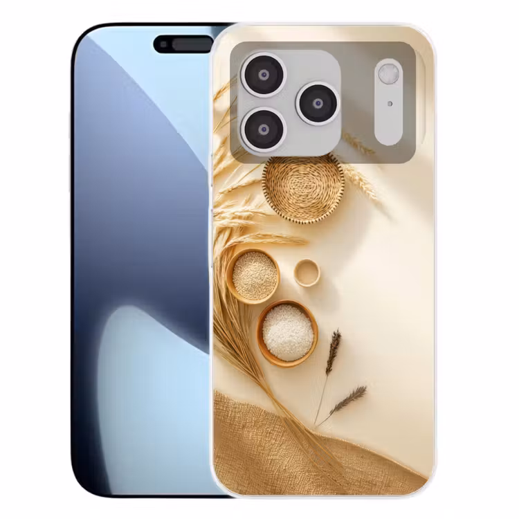 Granen - Hout - Kom - Beige Telefoonhoesje iPhone 17 Pro klein -3d
