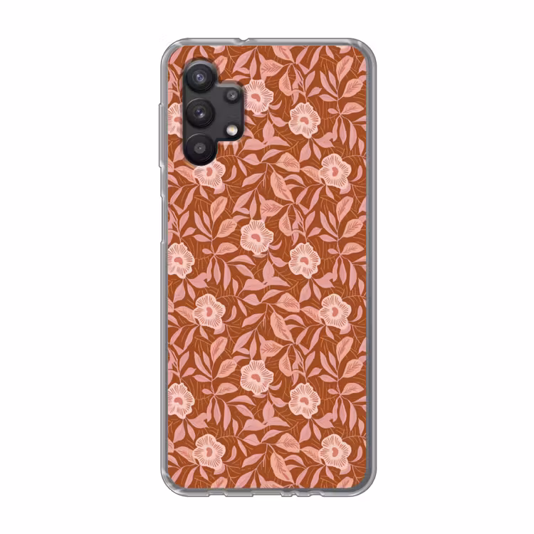 Patroon - Bladeren - Terracotta Telefoonhoesje Samsung Galaxy A32 5G klein 346 -3d