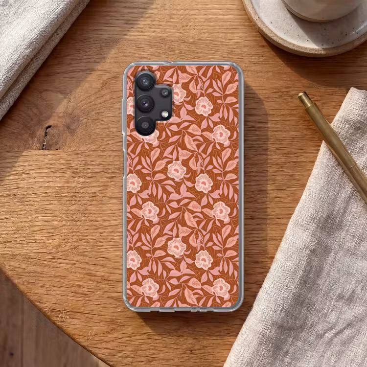 Patroon - Bladeren - Terracotta Telefoonhoesje Samsung Galaxy A32 5G klein 346 -sfeer1