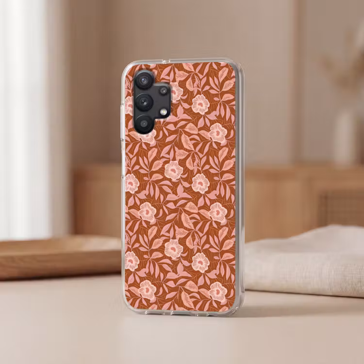 Patroon - Bladeren - Terracotta Telefoonhoesje Samsung Galaxy A32 5G klein 346 -sfeer2