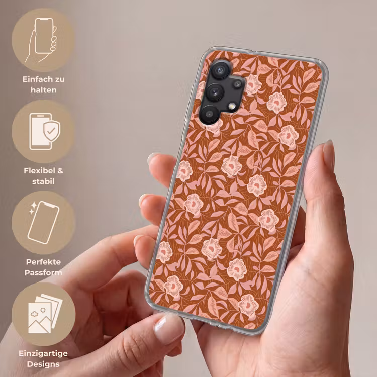 Patroon - Bladeren - Terracotta Telefoonhoesje Samsung Galaxy A32 5G klein 346 -sfeer3_DE