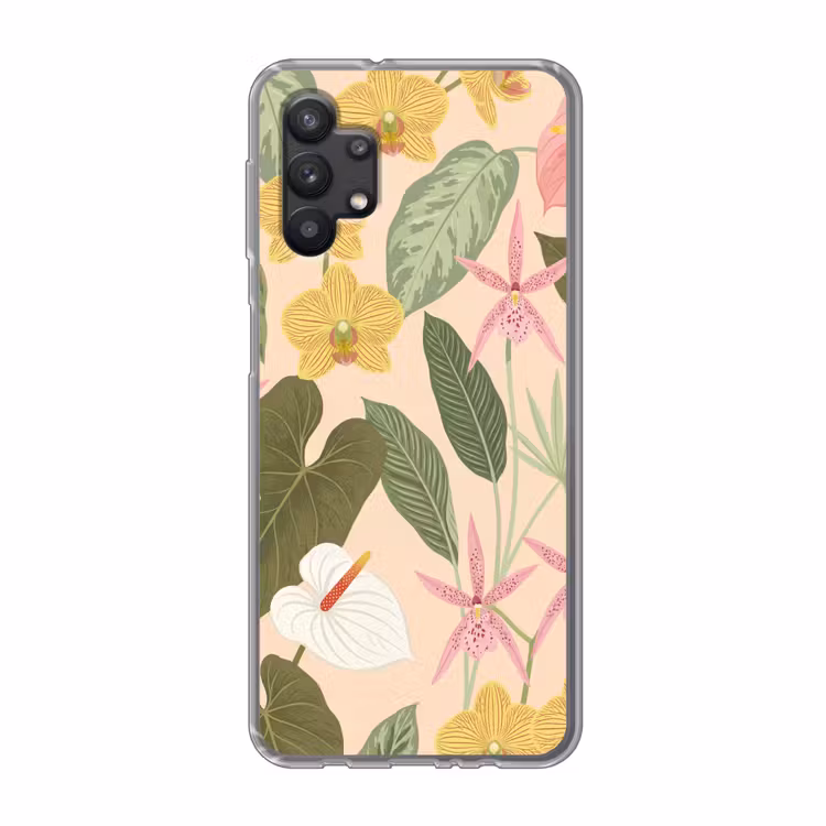Patroon - Bloemen - Kleurrijk Telefoonhoesje Samsung Galaxy A32 5G klein -3d