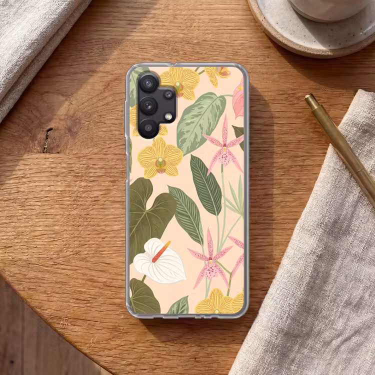 Patroon - Bloemen - Kleurrijk Telefoonhoesje Samsung Galaxy A32 5G klein -sfeer1