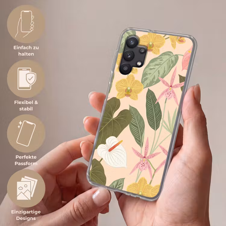 Patroon - Bloemen - Kleurrijk Telefoonhoesje Samsung Galaxy A32 5G klein -sfeer3_DE