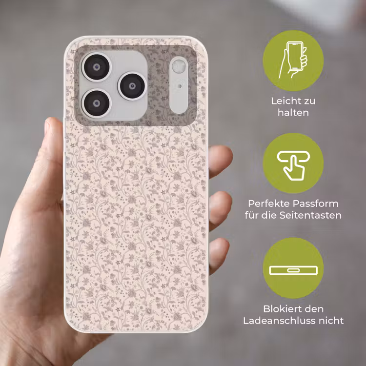 Patroon - Bloemen - Paars Telefoonhoesje iPhone 17 Pro klein 878 -sfeer3_DE