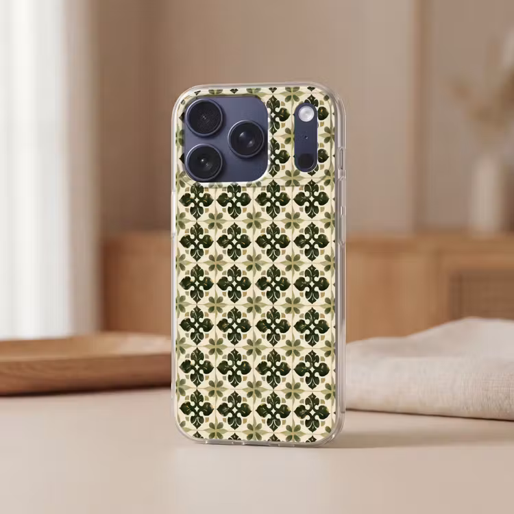 Patroon - Tegel - Groen Telefoonhoesje iPhone 17 Pro klein 878 -sfeer2
