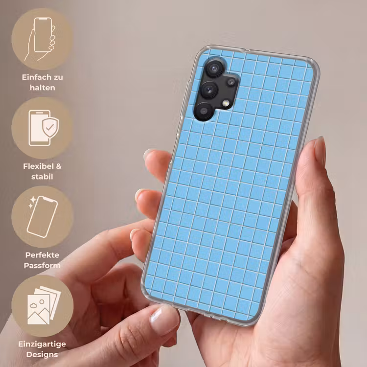 Patroon - Tegel - Pastel - Blauw Telefoonhoesje Samsung Galaxy A32 5G klein 346 -sfeer3_DE