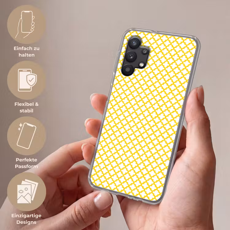 Patroon - Geometrisch - Klassiek - Geel Telefoonhoesje Samsung Galaxy A32 5G klein 346 -sfeer3_DE
