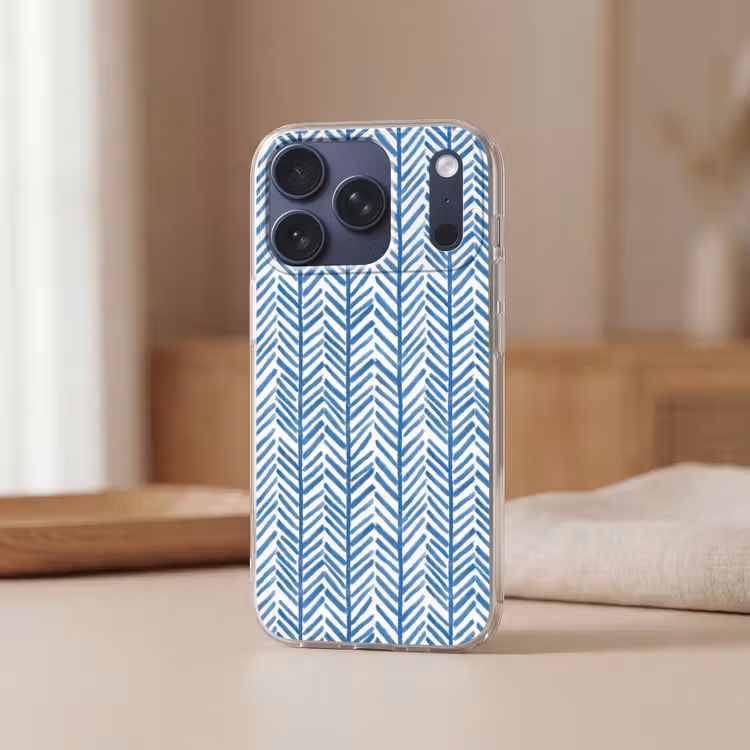 Patroon - Streep - Blauw Telefoonhoesje iPhone 17 Pro klein 878 -sfeer2