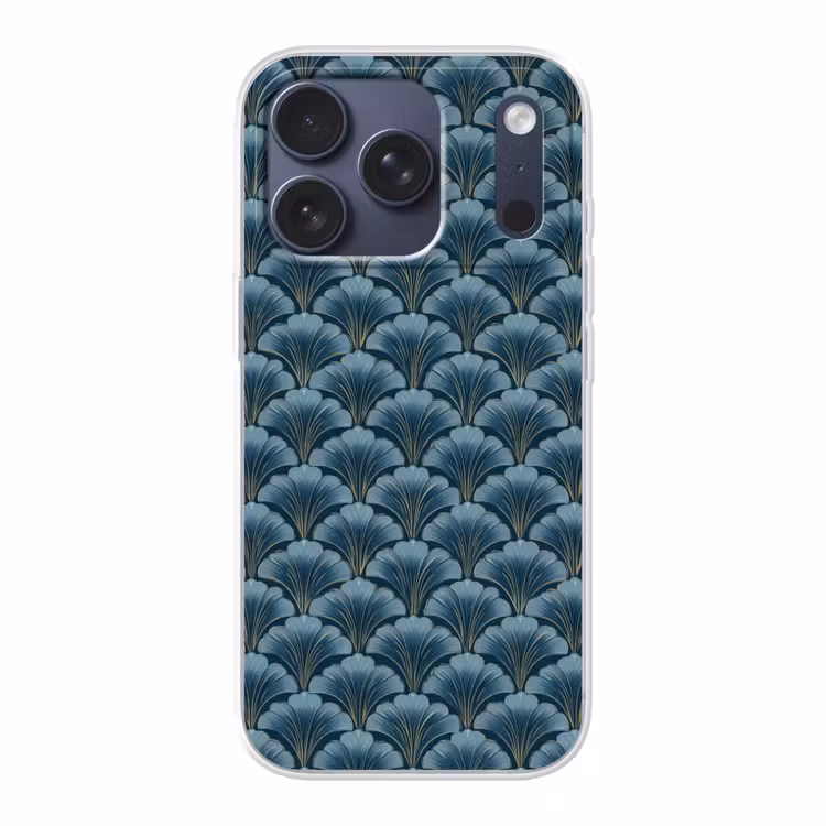 Patroon - Ginkgoblad - Blauw Telefoonhoesje iPhone 17 Pro klein 878 -3d