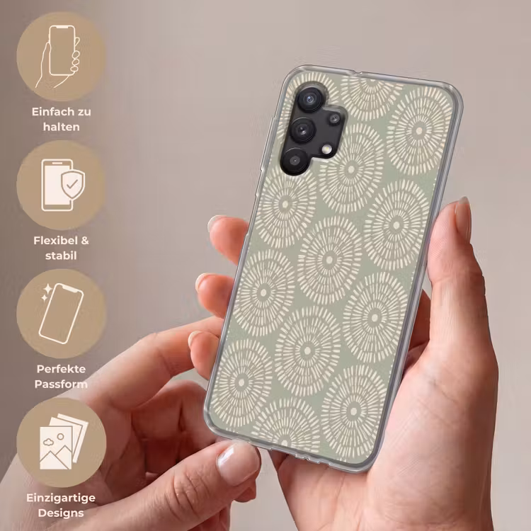 Patroon - Cirkels - Abstract - Modern - Groen Telefoonhoesje Samsung Galaxy A32 5G klein -sfeer3_DE