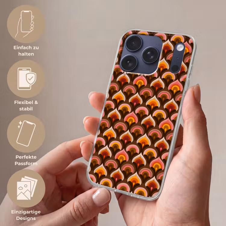 Patroon - Retro - Kleurrijk Telefoonhoesje iPhone 17 Pro klein 878 -sfeer3_DE