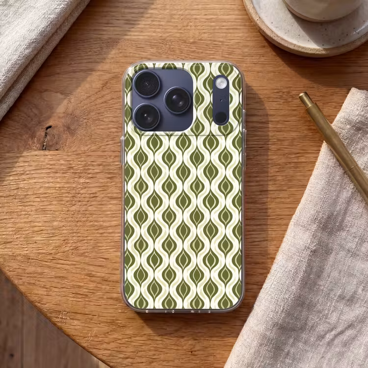 Patroon - Retro - Groen Telefoonhoesje iPhone 17 Pro klein 878 -sfeer1