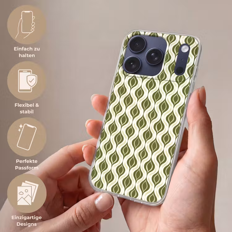 Patroon - Retro - Groen Telefoonhoesje iPhone 17 Pro klein 878 -sfeer3_DE