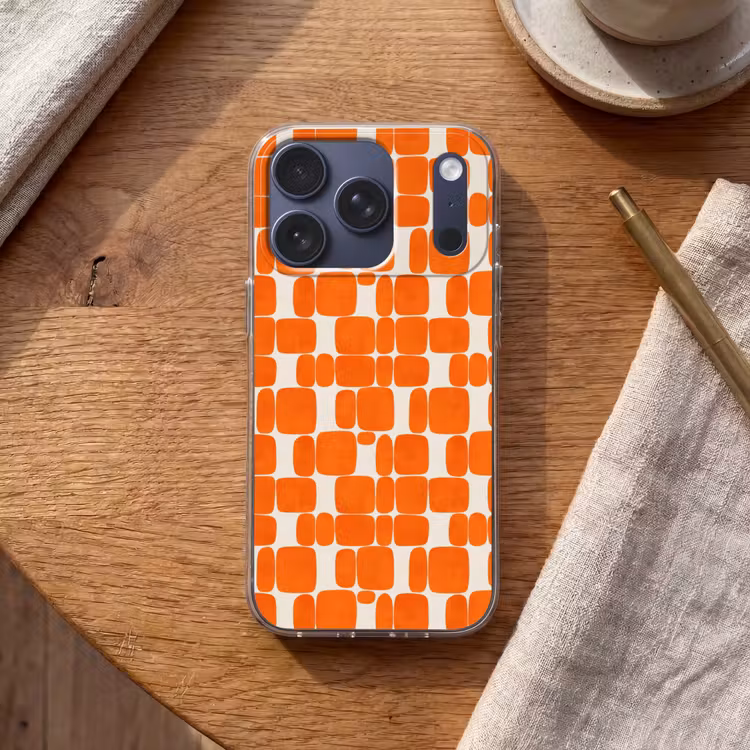 Patroon - Retro - Oranje Telefoonhoesje iPhone 17 Pro klein 878 -sfeer1
