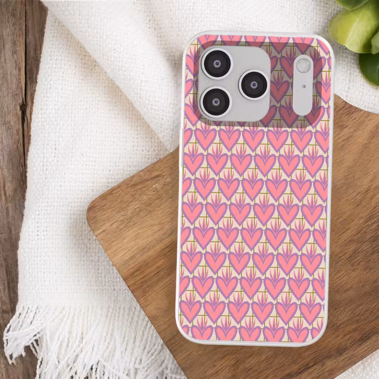 Patroon - Roze - Hartjes Telefoonhoesje iPhone 17 Pro klein 878 -sfeer1