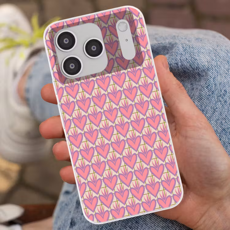 Patroon - Roze - Hartjes Telefoonhoesje iPhone 17 Pro klein 878 -sfeer2