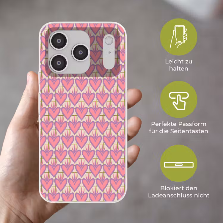 Patroon - Roze - Hartjes Telefoonhoesje iPhone 17 Pro klein 878 -sfeer3_DE