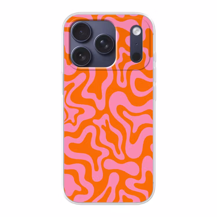 Patroon - Roze - Oranje - Abstract - Modern Telefoonhoesje iPhone 17 Pro klein -3d